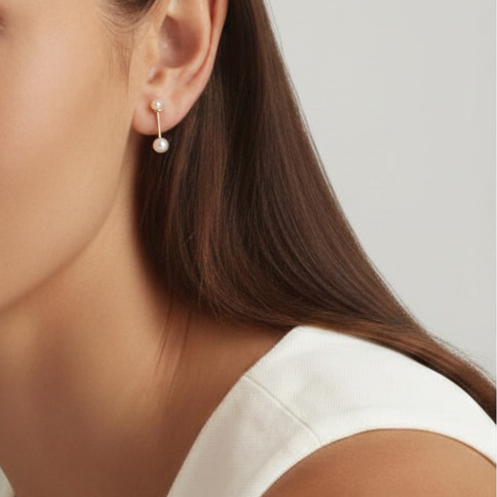 14K Gold Filled Inci Pearl Baton Earrings