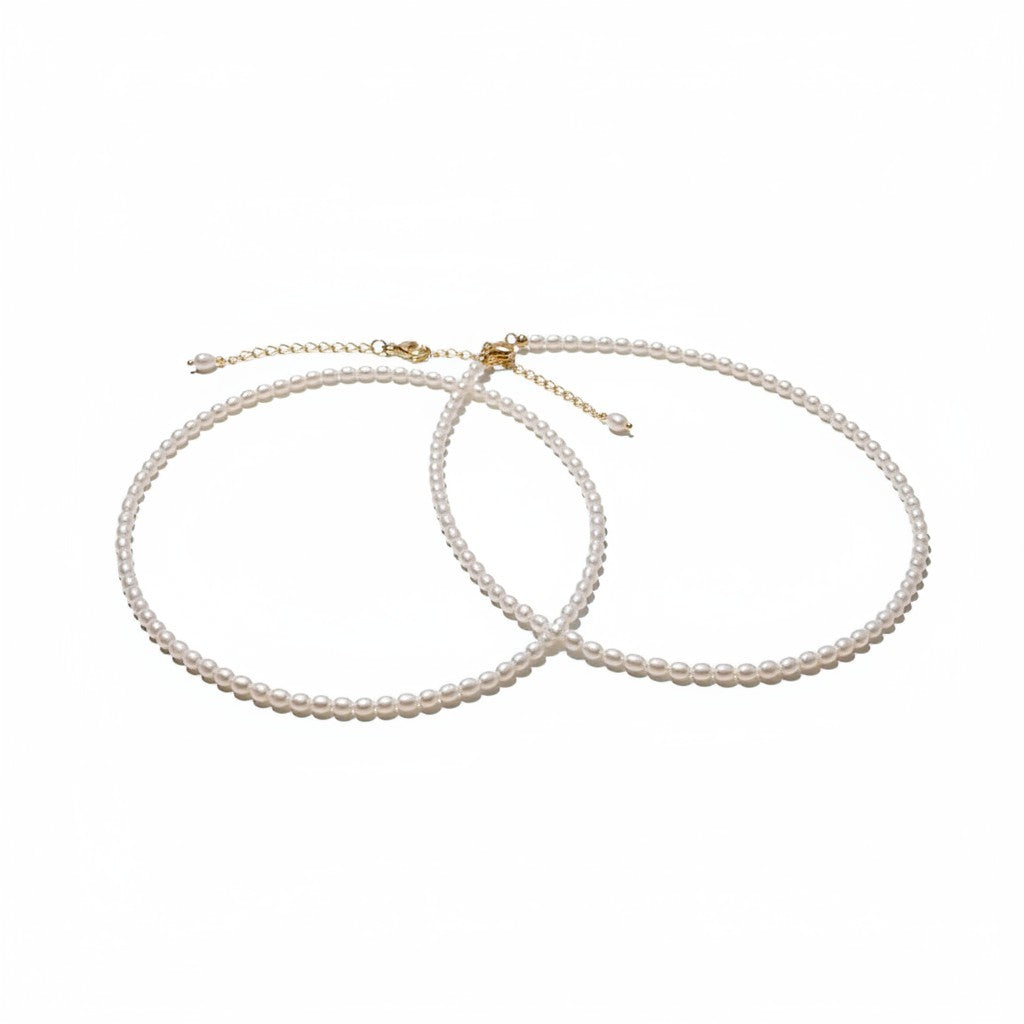 14K Gold Filled Lucine String Of Rice Pearls Necklace
