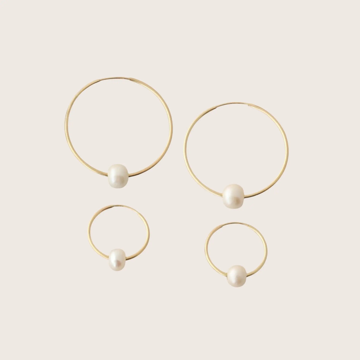 14K Gold Filled Luluah Pearl Hoop Earrings