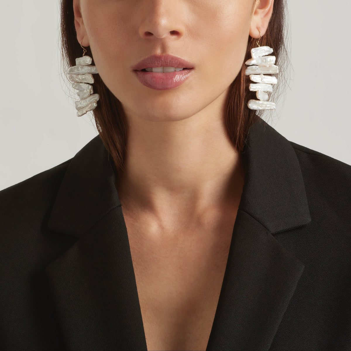 14K Gold Filled Recta Baroque Pearl Drop Earrings