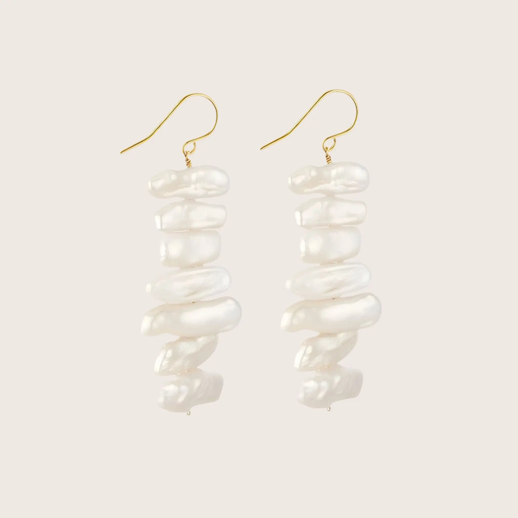 14K Gold Filled Recta Baroque Pearl Drop Earrings