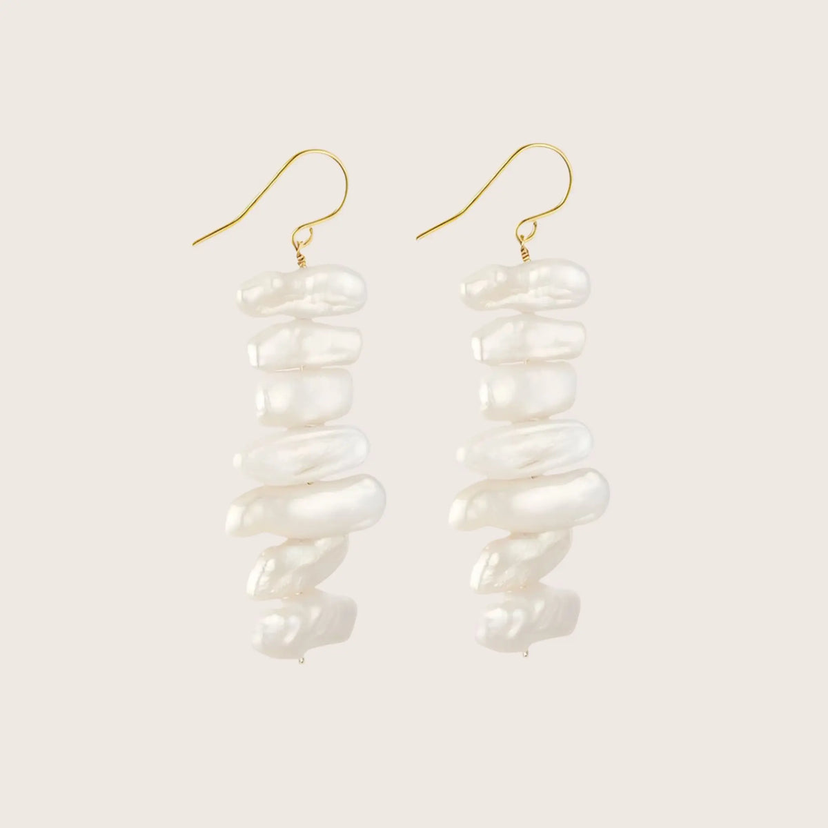 14K Gold Filled Recta Baroque Pearl Drop Earrings
