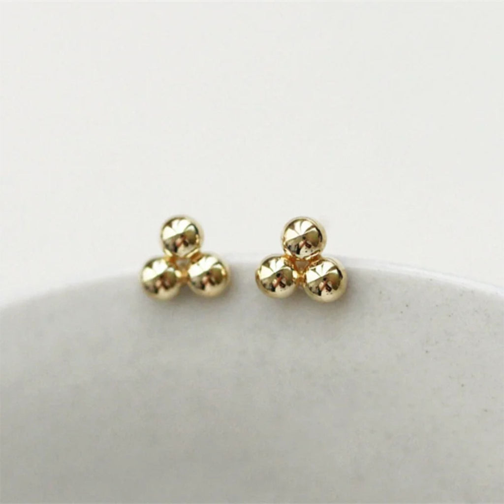 14K Gold Filled Trinity Stud Earrings