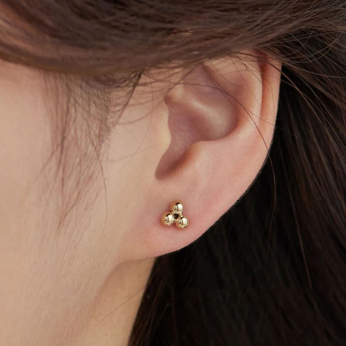 14K Gold Filled Trinity Stud Earrings
