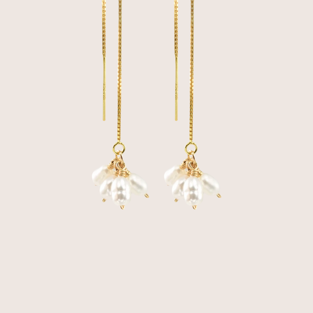 14K Gold Filled Pearl Windchimes Thread Earrings