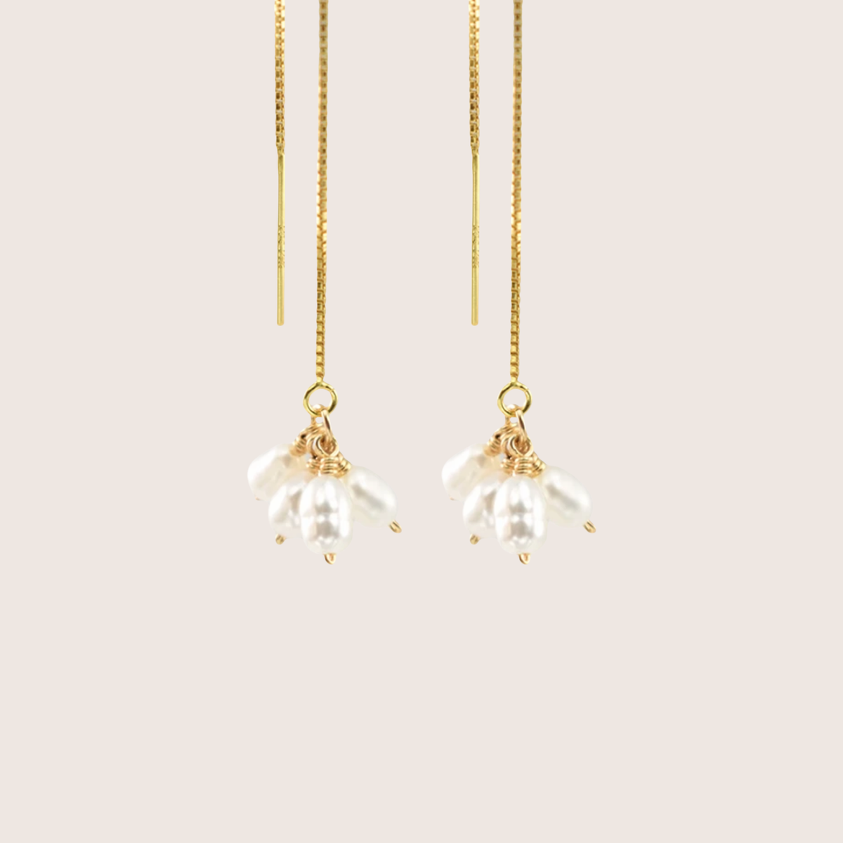 14K Gold Filled Pearl Windchimes Thread Earrings