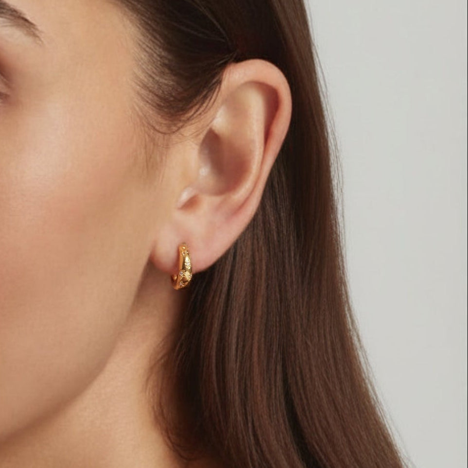 18K Gold Plated Astrid Huggie Hoop Earrings