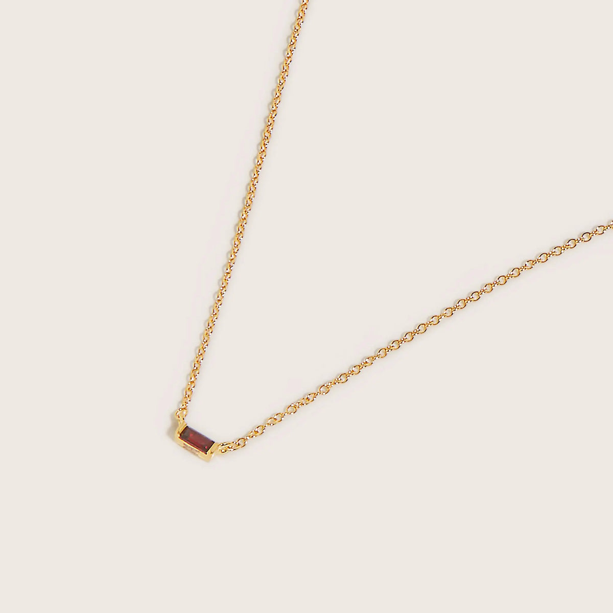 18K Gold Baguette Birthstone Bar Necklace