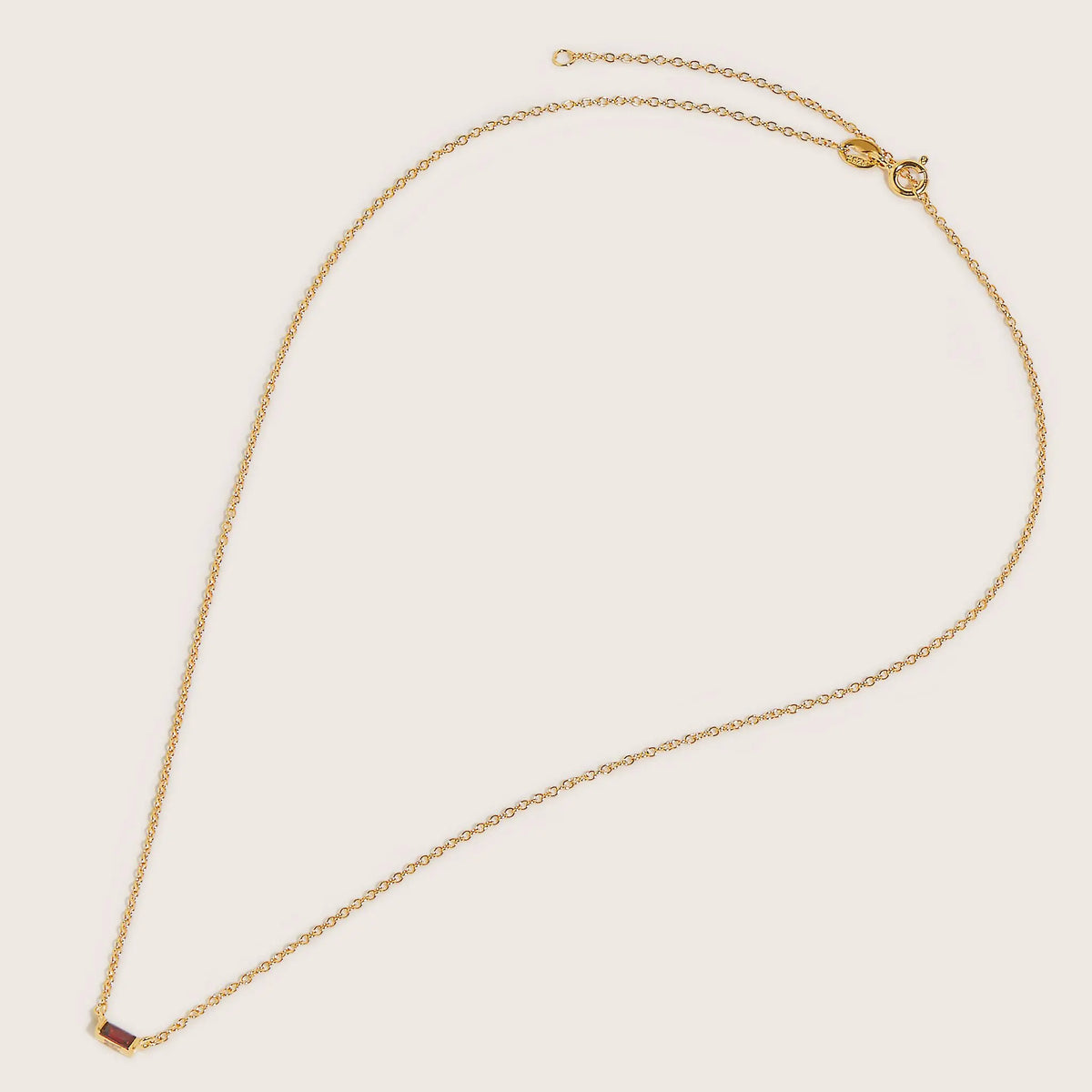 18K Gold Baguette Birthstone Bar Necklace
