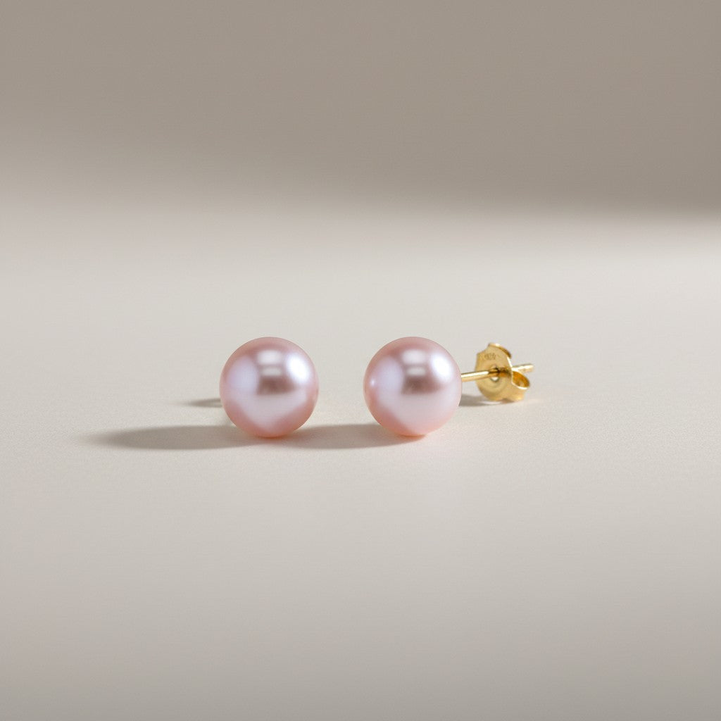 18K Gold Plated Boraluxe Pearl Stud Earrings