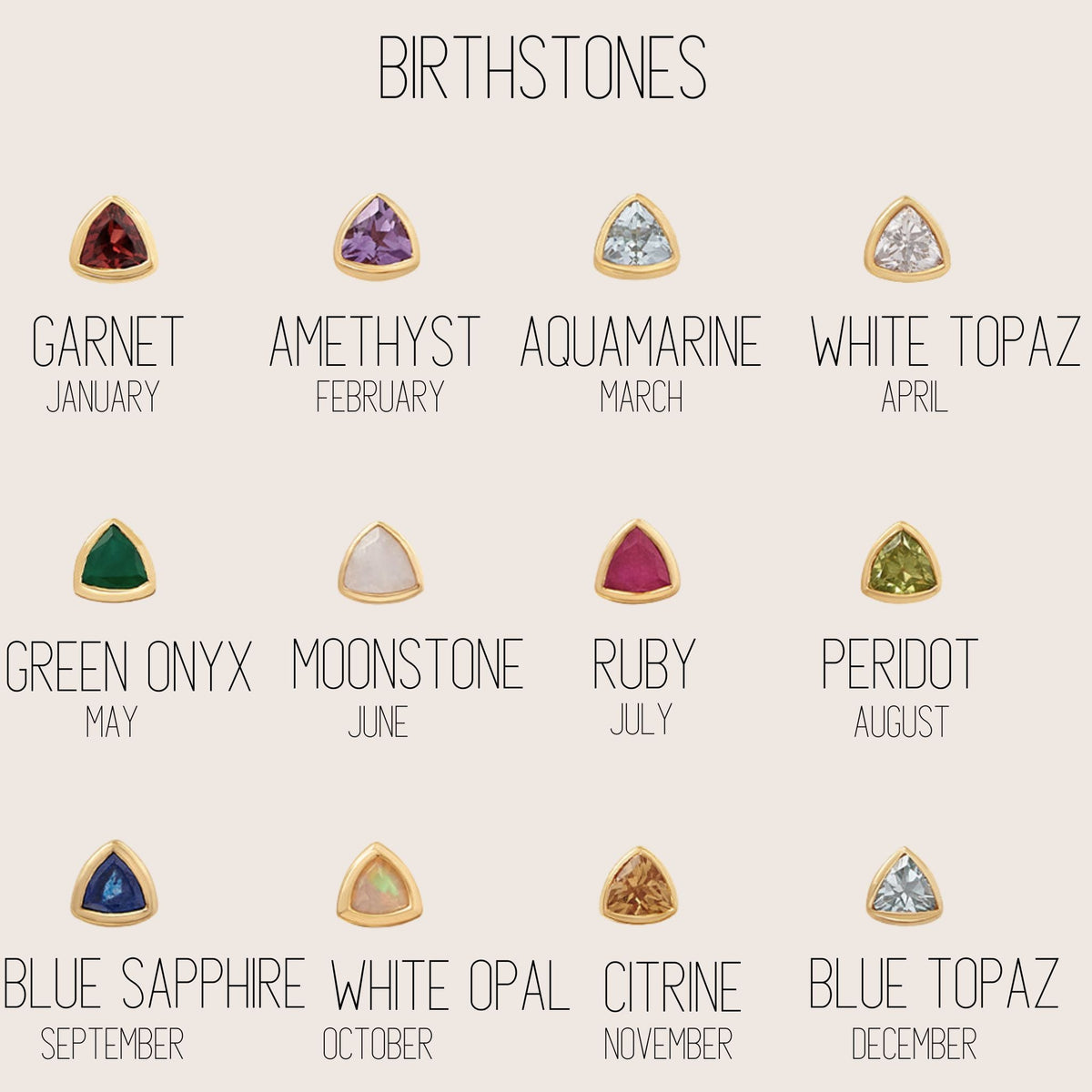 18K Gold Plated Genessa Trine Birthstone Necklace