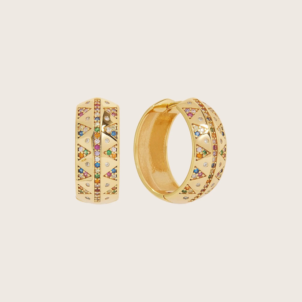 18K Gold Plated Grecian Earrings with Flecked Zircon Stones