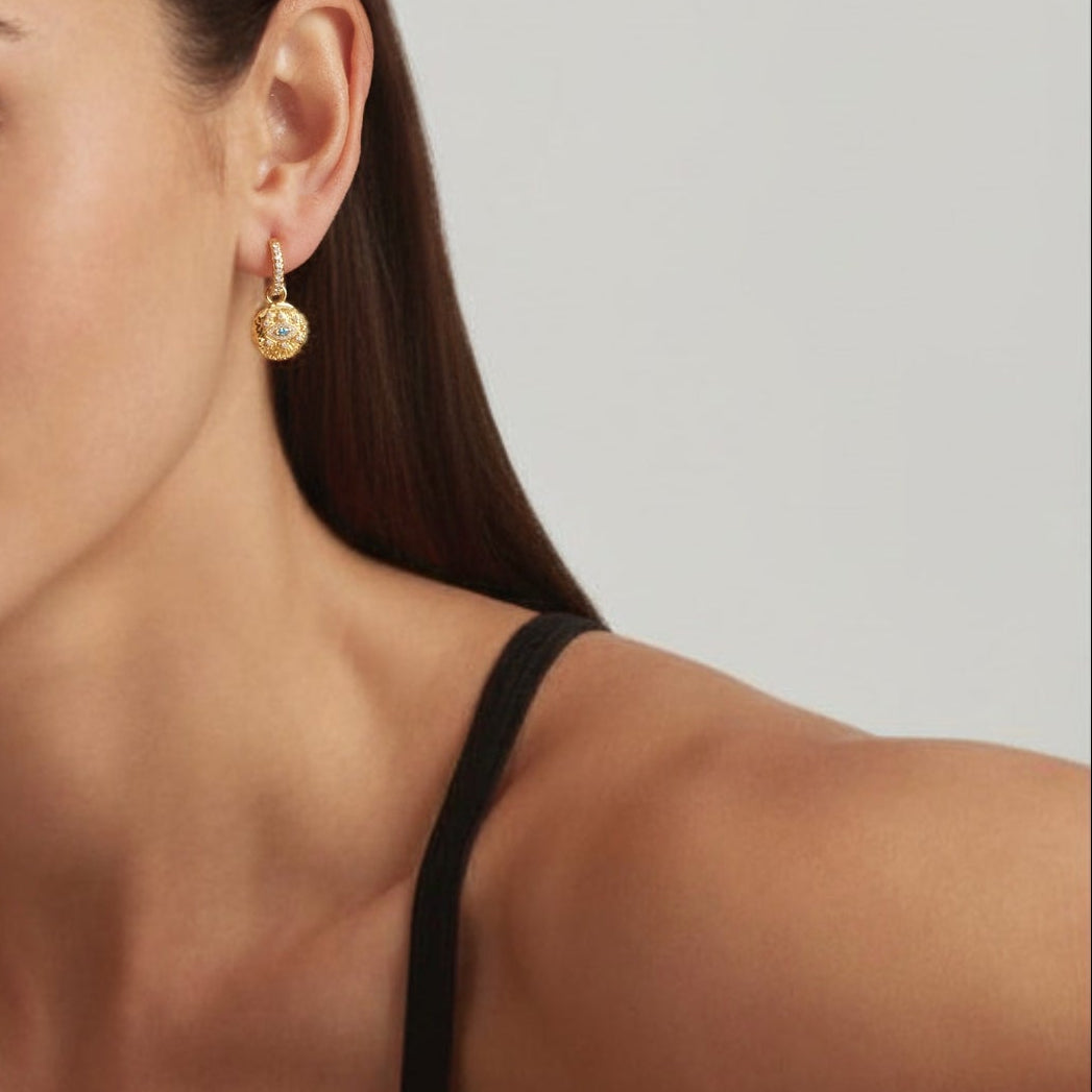 18K Gold Plated Evil Eye Vintage Hoop Earrings
