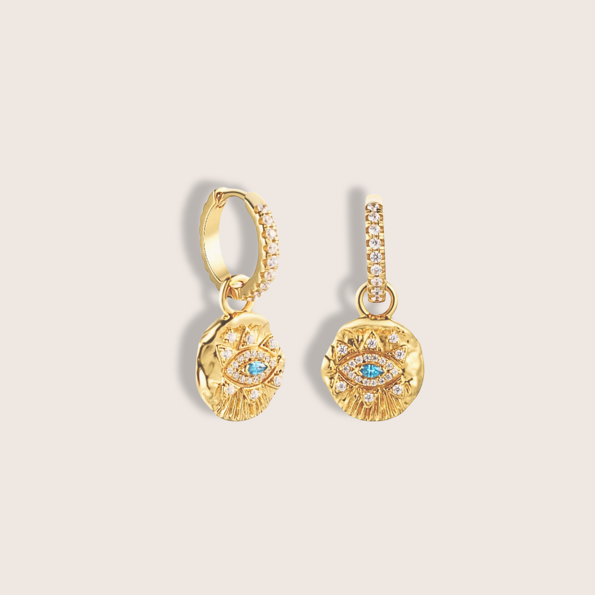 18K Gold Plated Evil Eye Vintage Hoop Earrings