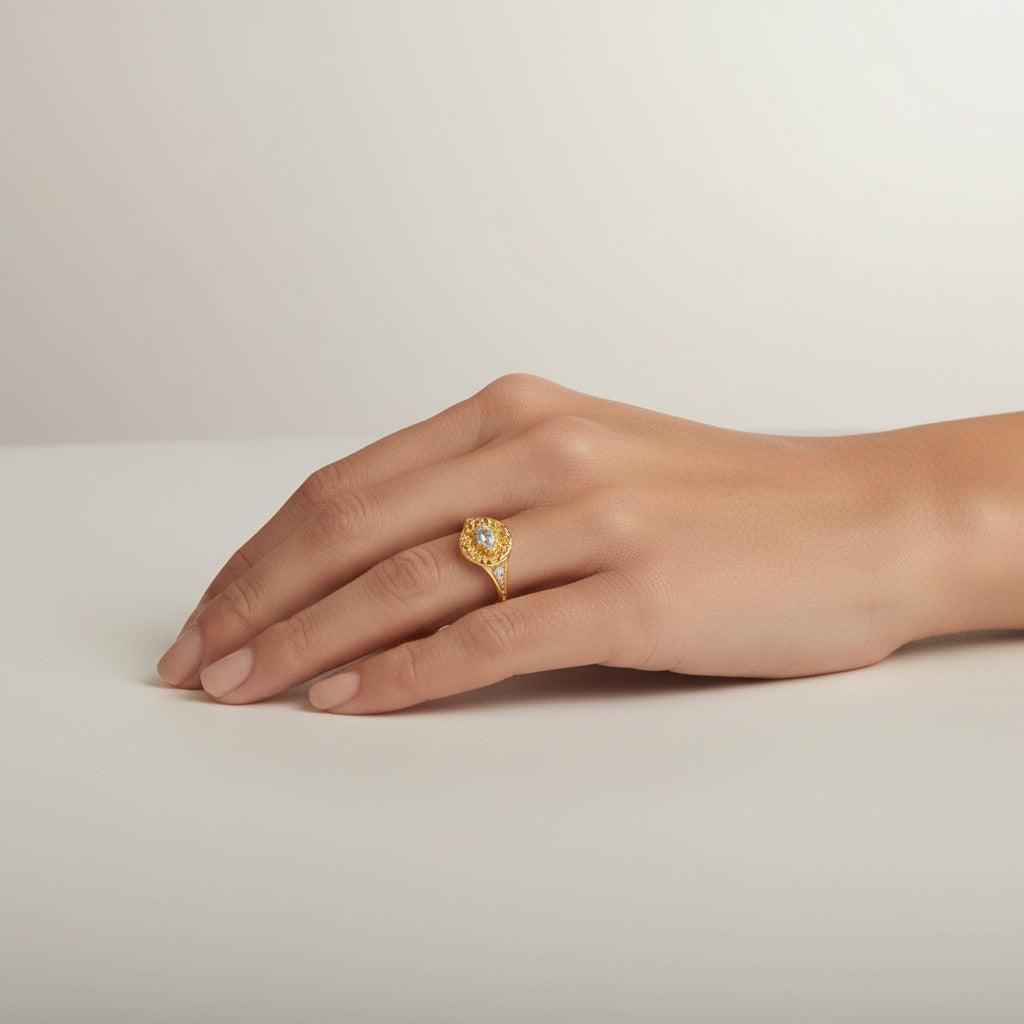 18K Gold Plated Evil Eye Vintage Ring