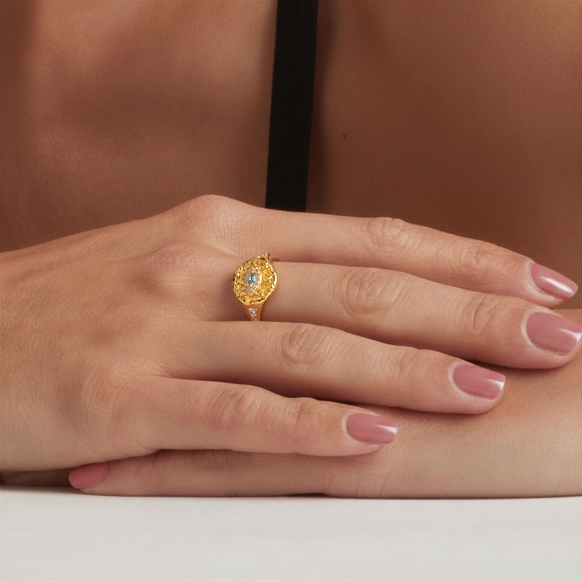 18K Gold Plated Evil Eye Vintage Ring