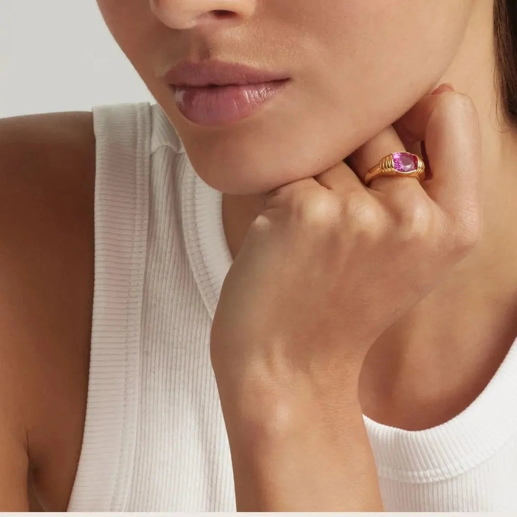 18K Gold Vermeil Akula Fuchsia Flame Ring