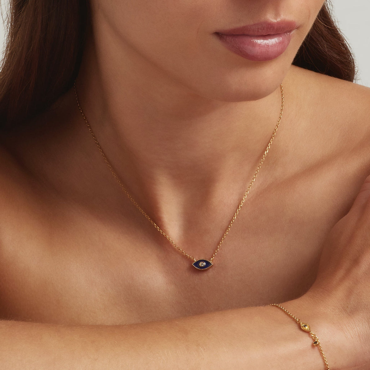 18K Gold Vermeil Jacalin Evil Eye Necklace