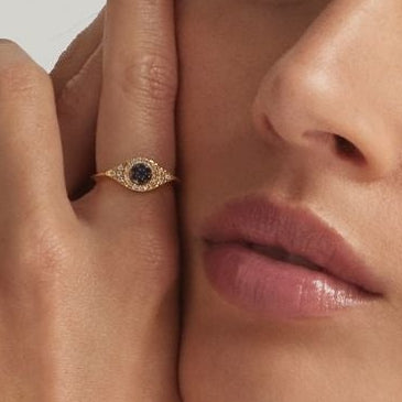 18K Gold Vermeil Jacalin Evil Eye Ring