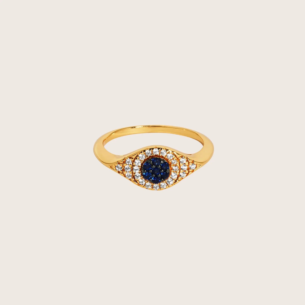 18K Gold Vermeil Jacalin Evil Eye Ring