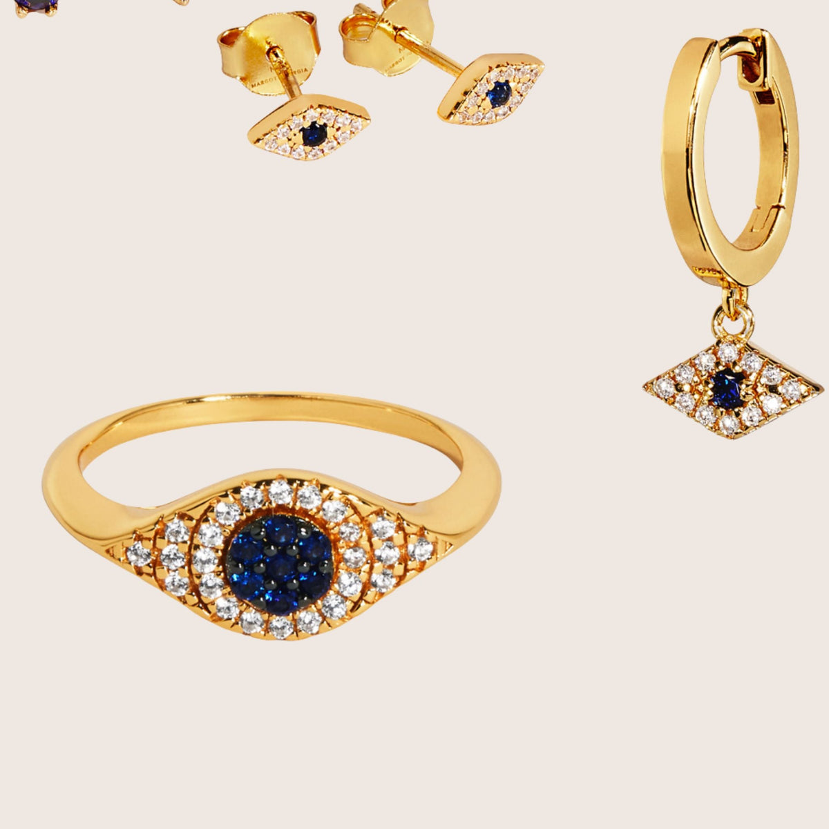 18K Gold Vermeil Jacalin Evil Eye Set