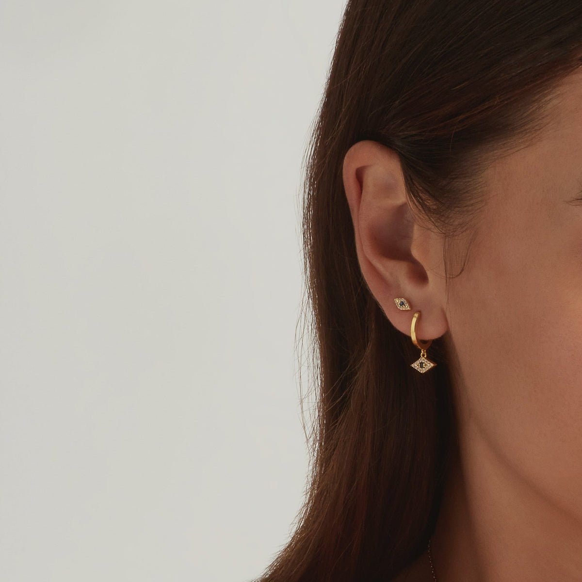 18K Gold Vermeil Jacalin Evil Eye Hoop Earrings