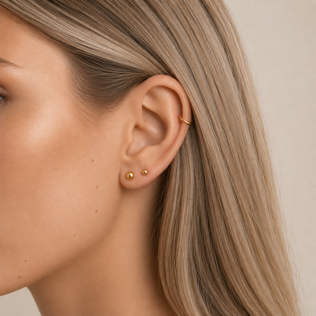 Aurelia Petite Gold Ball Studs - 18K Solid Gold
