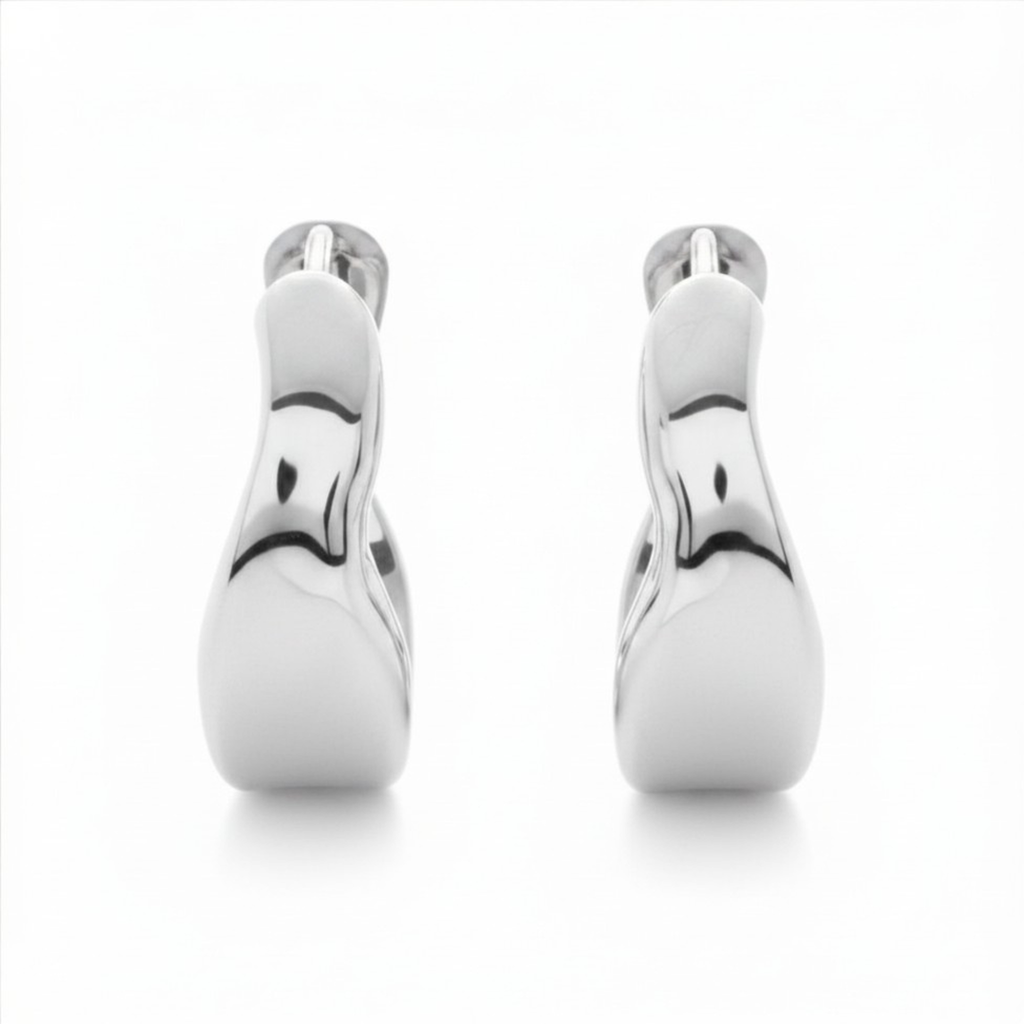 925 Sterling Silver Onda Wave Hoop Earrings