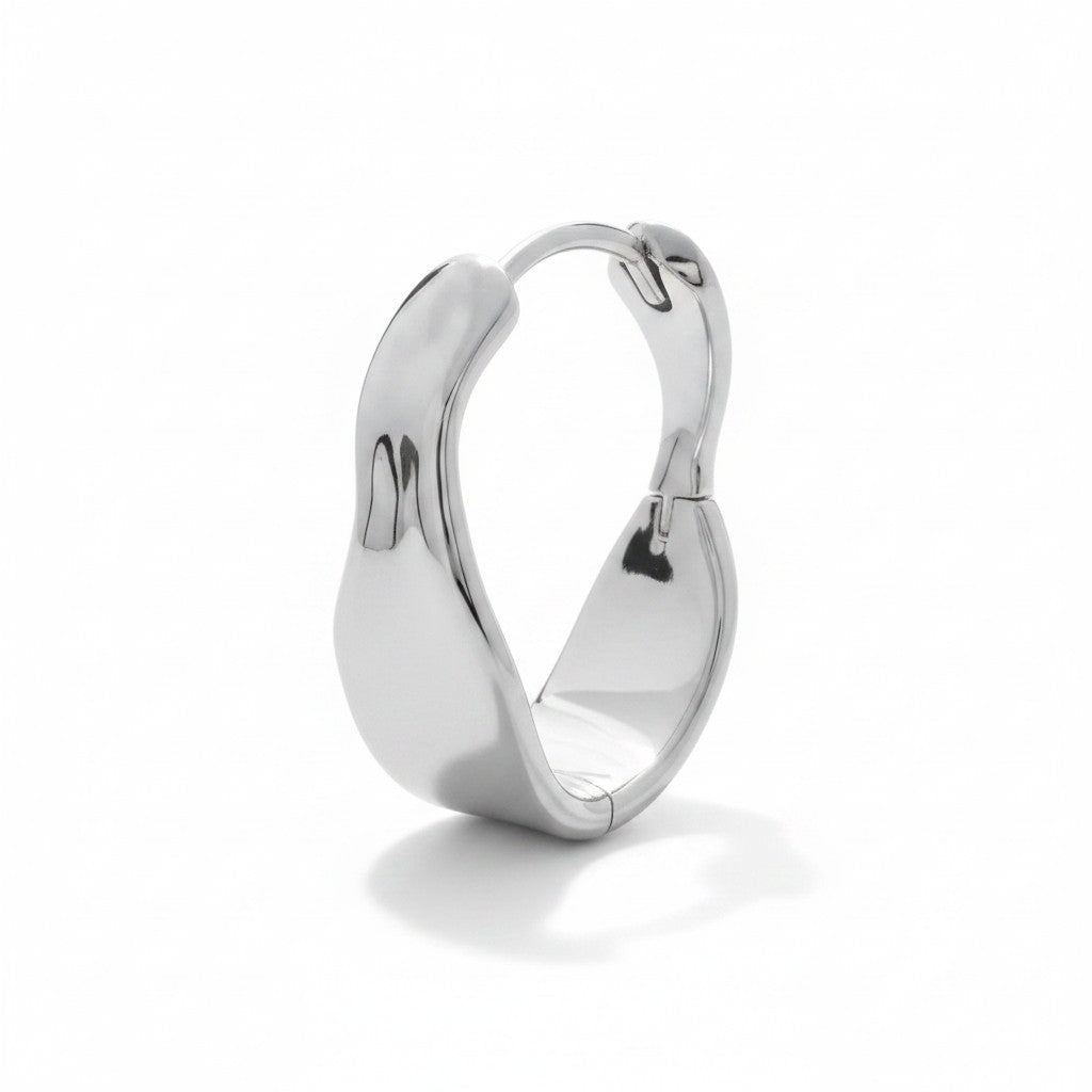 925 Sterling Silver Onda Wave Hoop Earrings