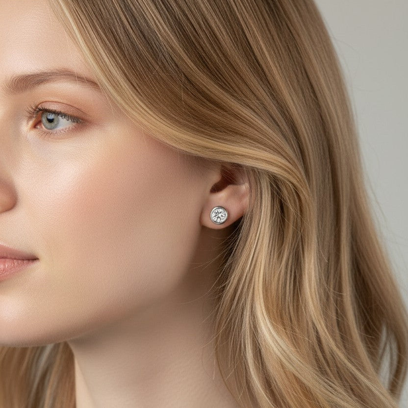 18K Gold Plated Tamako Moissanite Stud Earrings