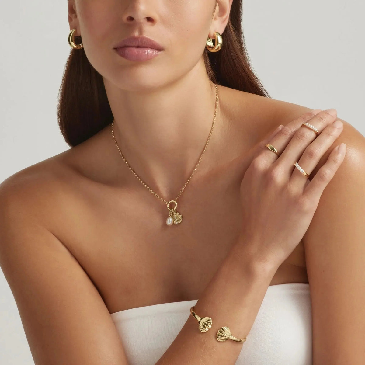 18K Gold Plated Linea Perla Ring