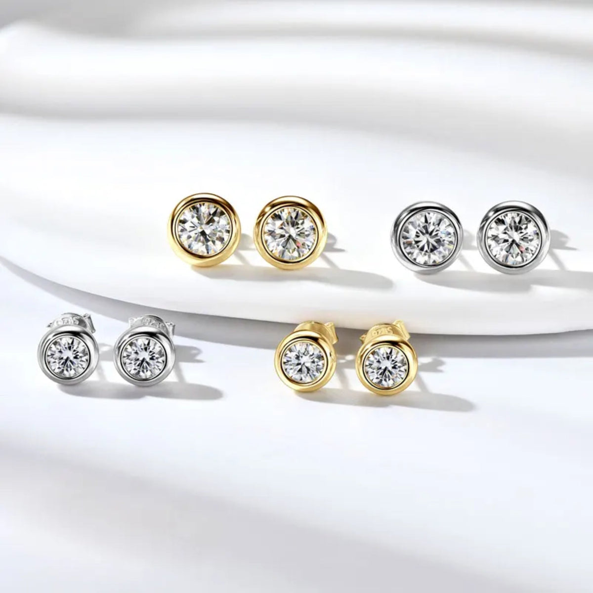 18K Gold Plated Tamako Moissanite Stud Earrings